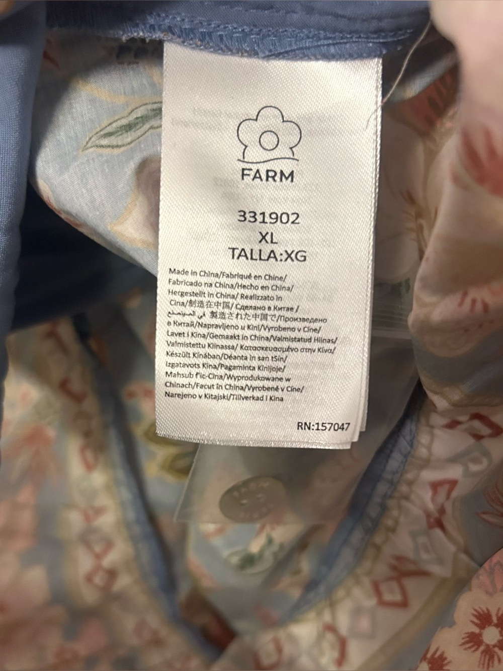 FARM Rio Dusty Blue Floral Mini Dress with Pink and Green Details - Picture 6 of 11